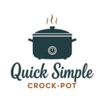 Illustration of a slow cooker with steam rising, above the words "Quick Simple Crock-Pot" in stylized fonts.